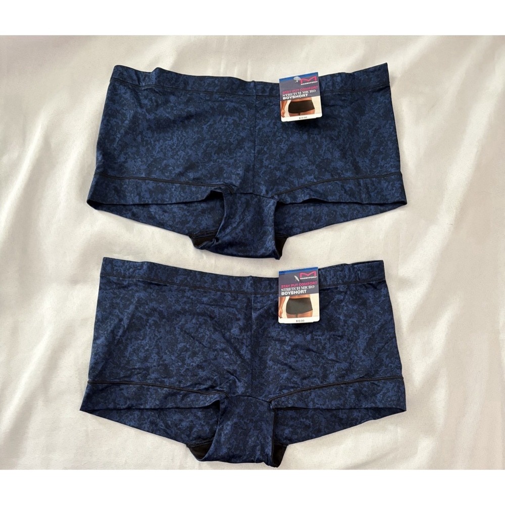 NEW Maidenform Dream Collection Boyshort 40774 Blue Black Womens Xlarge 2 Pair